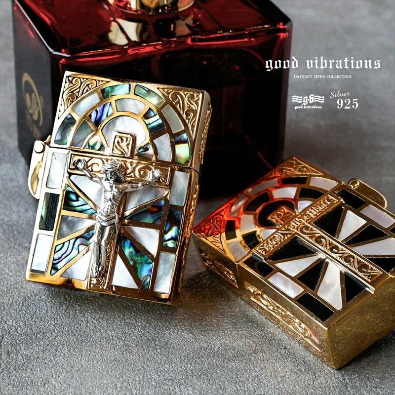 good vibrations グッドバイブレーション Zippo ジッポライター キリスト ステンドグラス シェル シルバー925 ブラス 真鍮 アンティーク調 | 