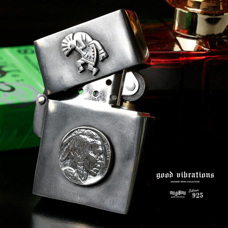 good vibrations グッドバイブレーション Zippo ジッポライター コイン ココペリ シルバー925 真鍮 ブラス いぶし加工 メンズ | 