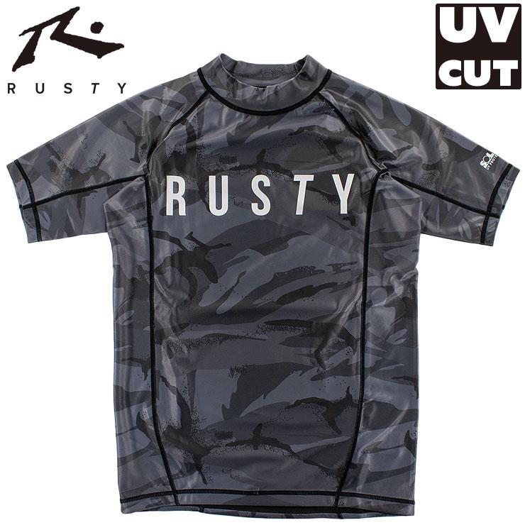 ラスティー メンズ ラッシュガード 半袖 スイムウェア 迷彩 ロゴ ラッシュT 日焼け防止 UVカット RUSTY 913484 :RUSTY-913484-BLK:Days Store 通販 ラスティ rusty 半袖ラッシュガード 黒/M