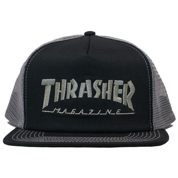 スラッシャー メッシュキャップ USAモデル ロゴ 帽子 スケートボードブランド マグロゴ 立体刺繍 スナップバック THRASHER LOGO EMB MESH CAP｜daysstore｜03