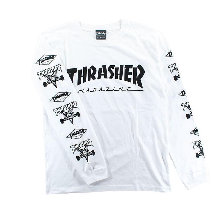 ロンT メンズ スラッシャー 袖ロゴ 定番 ロングスリーブTシャツ スケートボード ストリート系 THRASHER TH93159 MULTI-E｜daysstore｜03