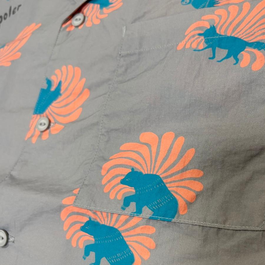 POLER アロハシャツ CRITTER ALOHA SHIRT ポーラー メンズ 半袖 開襟 オープンカラー 総柄 リゾート アウトドア キャンプの画像