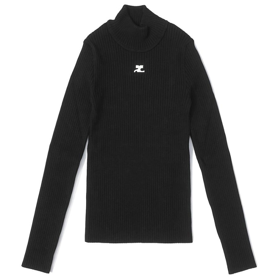 クレージュ COURREGES リブ ニット REEDITION モックネック ロゴ セーター ハイネック PERMPU022 FI0001 9999 courreges（クレージュ） リブニットモックネックセーター REEDITION
