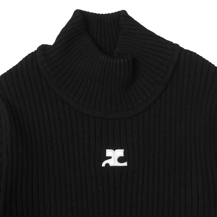 クレージュ COURREGES リブ ニット REEDITION モックネック ロゴ セーター ハイネック PERMPU022 FI0001 9999 courreges（クレージュ） リブニットモックネックセーター REEDITION