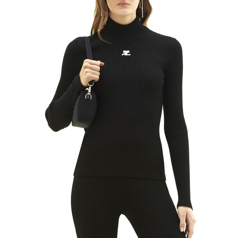 クレージュ COURREGES リブ ニット REEDITION モックネック ロゴ セーター ハイネック PERMPU022 FI0001 9999 courreges（クレージュ） リブニットモックネックセーター REEDITION