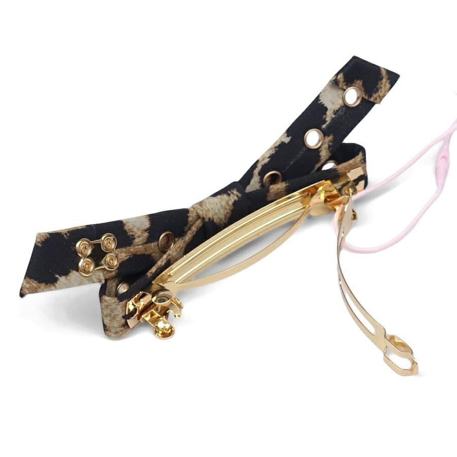 【GANNI】レオパード柄ロゴリボンバレッタ 正規品 GANNI ガニー レオパード バレッタ ヘアアクセサリー ヒョウ柄