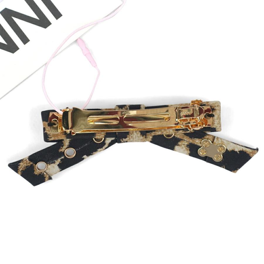 GANNI ガニー レオパード アイレット リボン バレッタ ヒョウ柄 GANNI ガニー レオパード バレッタ ヘアアクセサリー ヒョウ柄