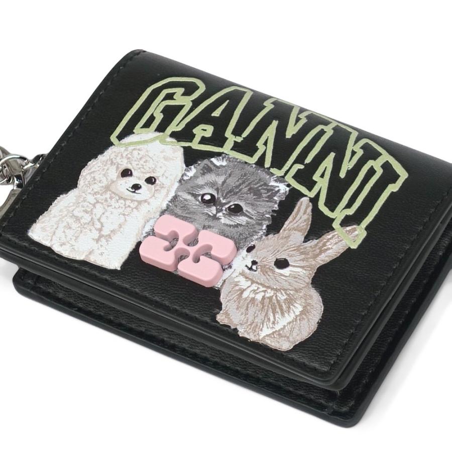 GANNI ガニー アニマル BOU カードケース GANNI ガニー レディースカードホルダー ブラックアニマル Black