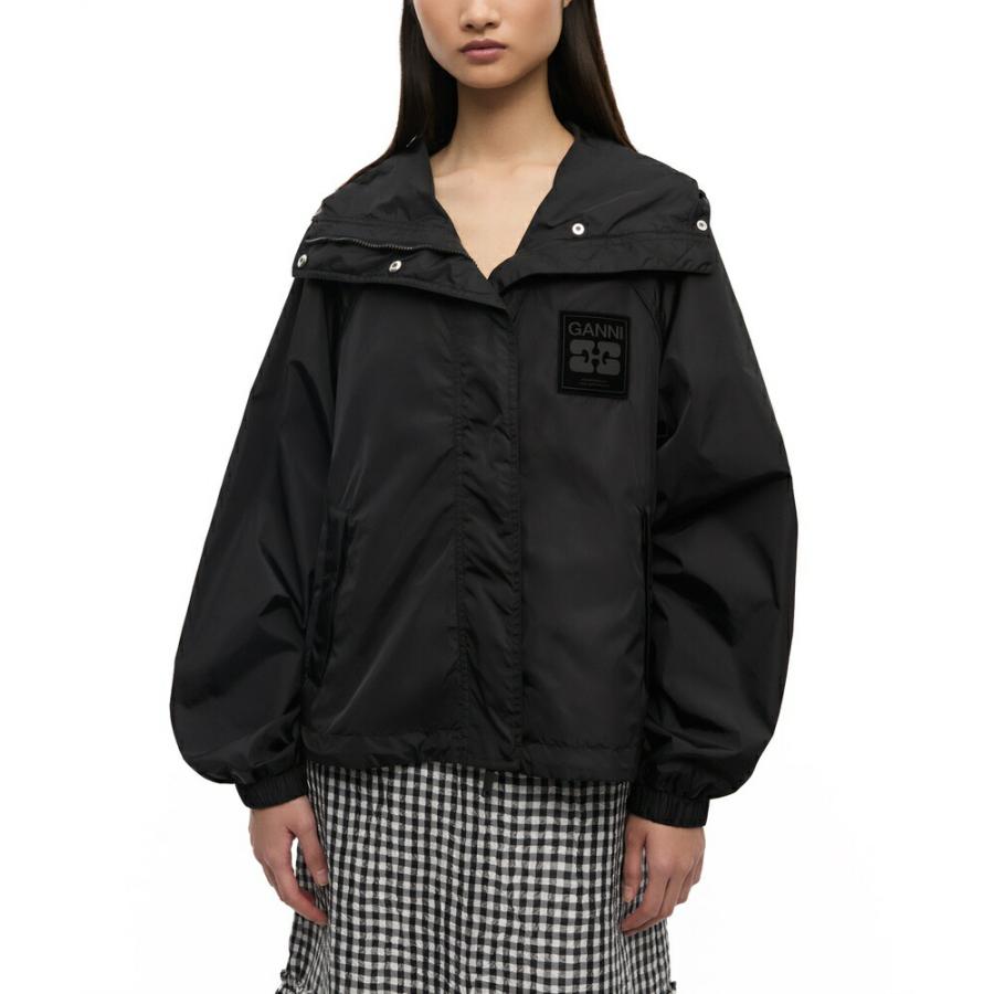 GANNI ガニー ブラックナイロンジャケット レディース Black Nylon Jacket W0736 BLACKの画像