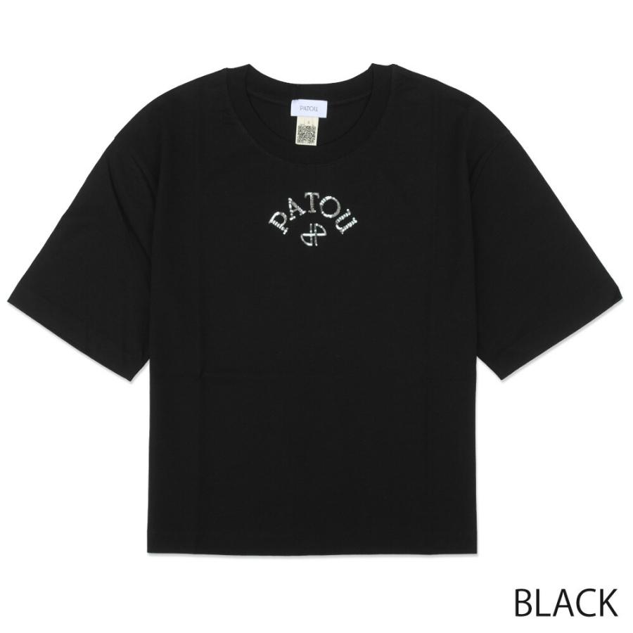 PATOU パトゥ ロゴ フローラル Tシャツ ブラック PATOU（パトゥ） オーガニックコットン ポロ Tシャツ 半袖Tシャツ