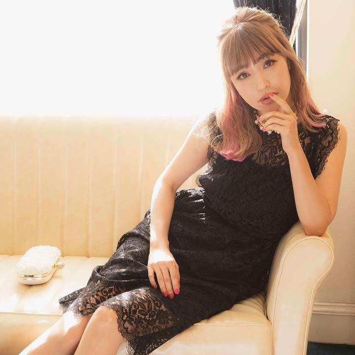 ドレス 結婚式 平子理沙プロデュース スカラップ レース ノースリーブ ドレス Darial Riribae リリベ 4r7d013 Dazzy Store 通販 Yahoo ショッピング