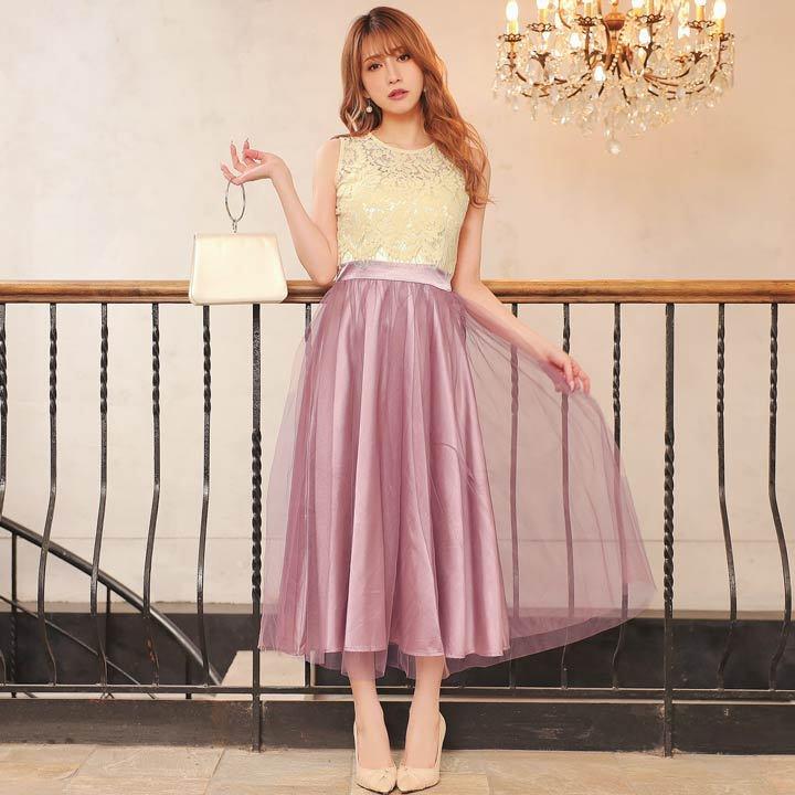 送料無料 ドレス 結婚式 アイラッシュ レース チュール スカート アンクル丈 ワンピース ドレス Darial 4r7g003 Dazzy Store 通販 Yahoo ショッピング