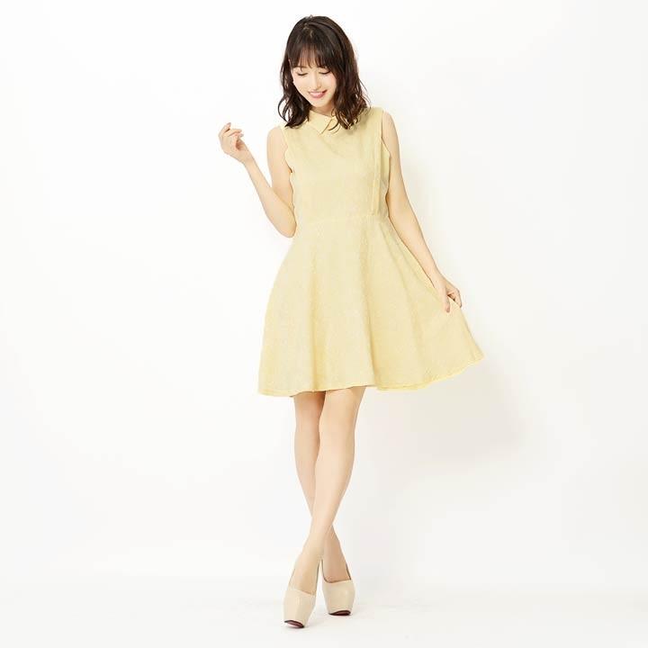 キャバ ドレス キャバドレス ワンピース 大きいサイズ 花柄 襟付き Aライン ミニドレス S M L イエロー ピンク パステル フレア シンプ Ac7g018 Dazzy Store 通販 Yahoo ショッピング