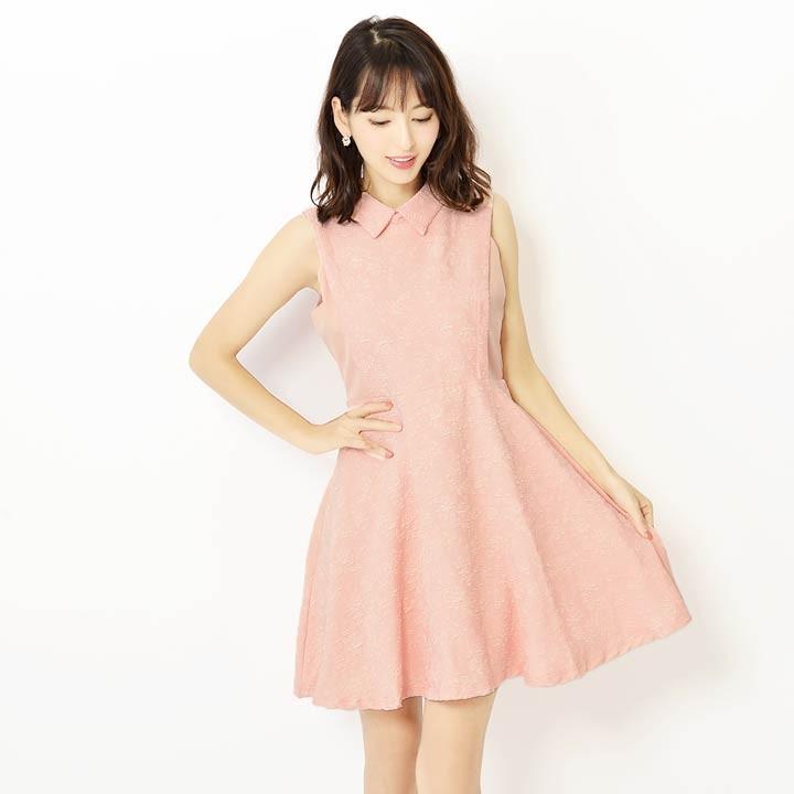 キャバ ドレス キャバドレス ワンピース 大きいサイズ 花柄 襟付き Aライン ミニドレス S M L イエロー ピンク パステル フレア シンプ Ac7g018 Dazzy Store 通販 Yahoo ショッピング