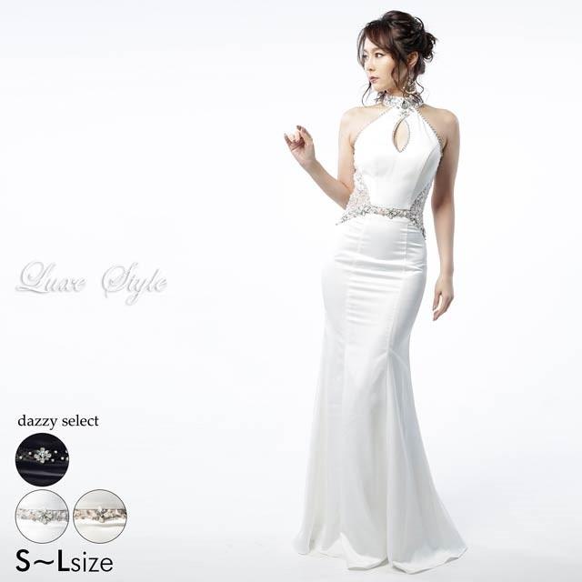 キャバ ドレス キャバドレス 大きいサイズ S M L LuxeStyle スパンコール レース アメスリ マーメイド ロングドレス ドレス 二次