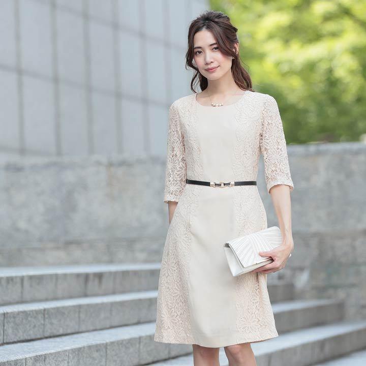 ドレス 結婚式 パーティードレス ベルト付き レース スリーブ Aライン 膝丈 ドレス Bx Dazzy Store 通販 Yahoo ショッピング