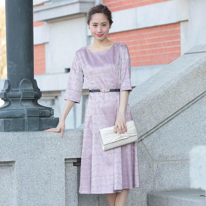 ドレス 結婚式 パーティードレス ベルト 付き ローズ 模様 Aライン 膝丈 ドレス Bx Dazzy Store 通販 Yahoo ショッピング