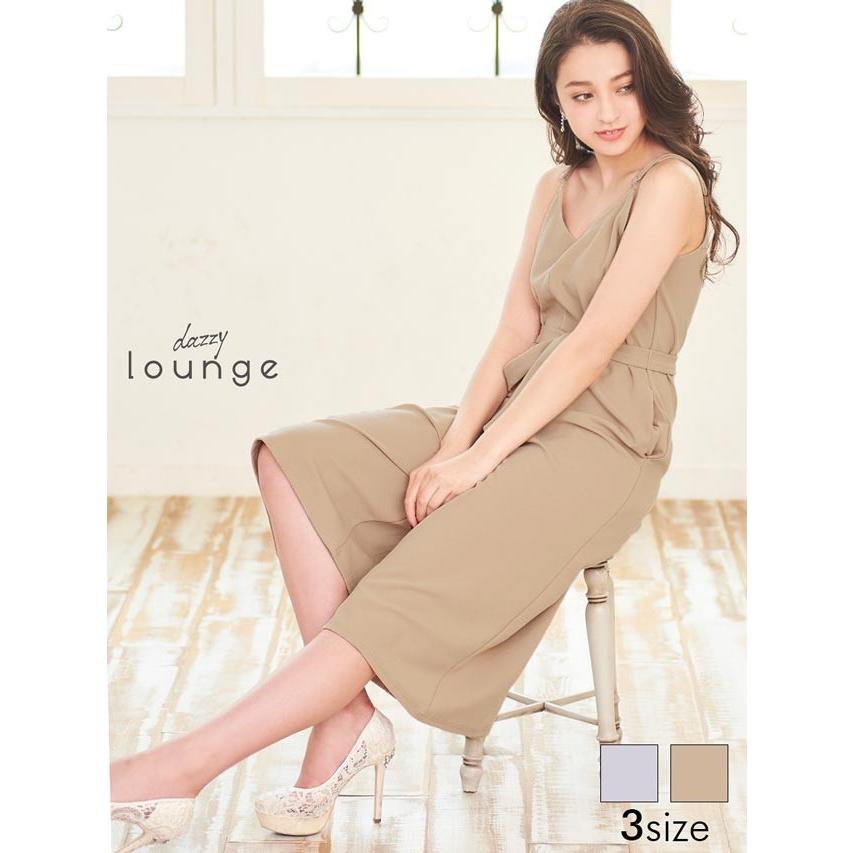ドレス キャバドレス ワンピース 大きいサイズ S M L サイズ ワントーンウエストリボン付オールインワンパンツドレス Dazzy Lounge Dh Dazzy Store 通販 Yahoo ショッピング