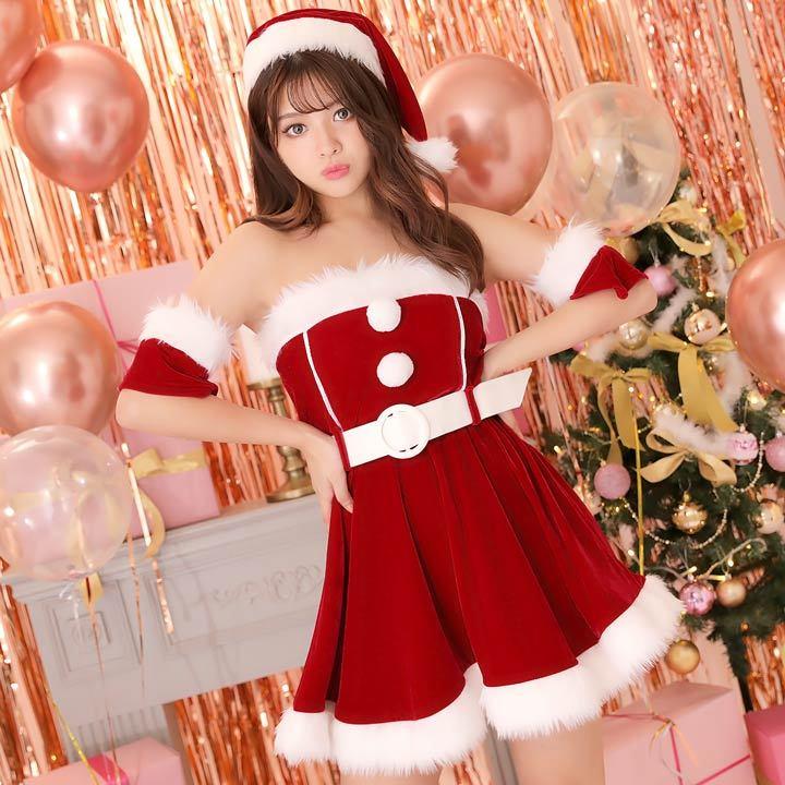 最適な材料 クリスマス サンタさん オフショル ワンピース ワンピース レ コスプレ 赤 公式ストア