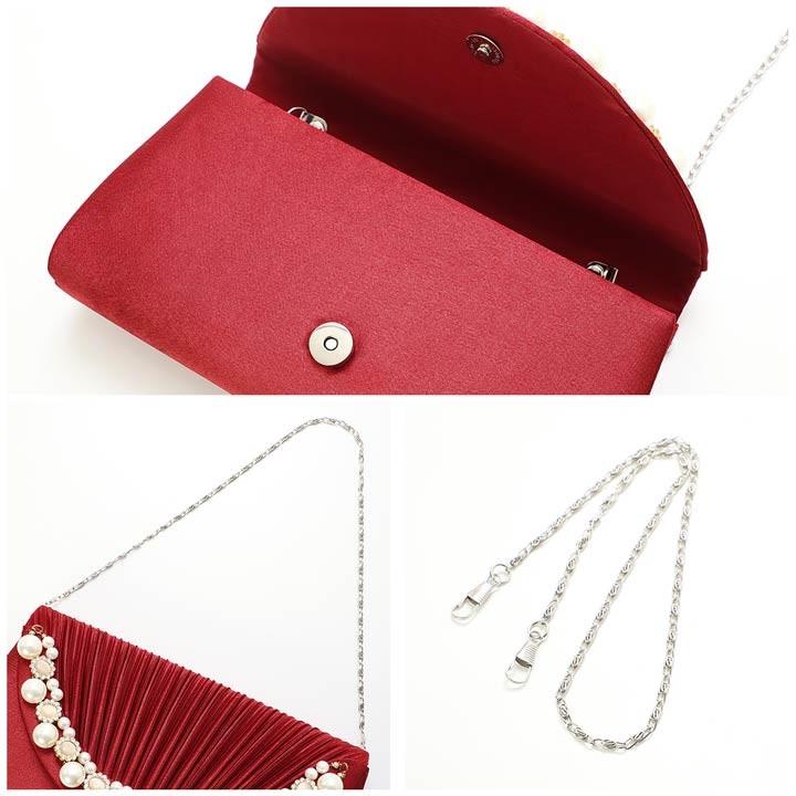 クラッチバッグ 結婚式 2way パール プリーツ クラッチバック 黒 白 ゴールド 赤 紺 パーティーバッグ ハンドバッグ ショルダーバッグ カ Hf Dazzy Store 通販 Yahoo ショッピング