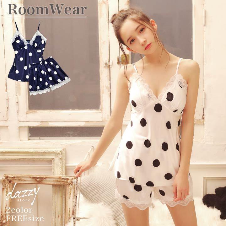 ルームウェア 上下セット ガーリー ドット柄 キャミソール ルームウェア Jm7g005 Dazzy Store 通販 Yahoo ショッピング