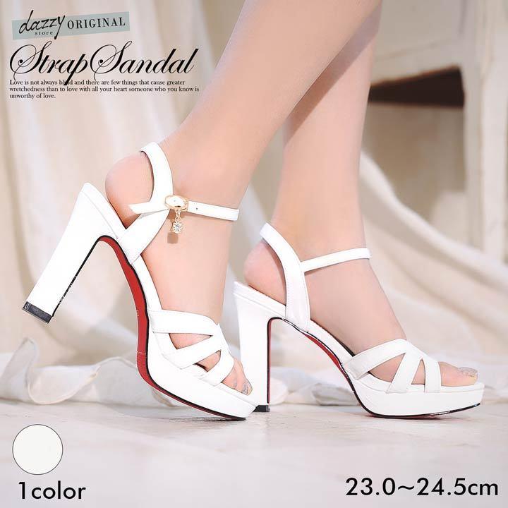 サンダル レディース ヒール Dazzyオリジナル 10cmヒール シンプル クロス 編み ストラップ付 サンダル サンダル Ml7d095 Dazzy Store 通販 Yahoo ショッピング