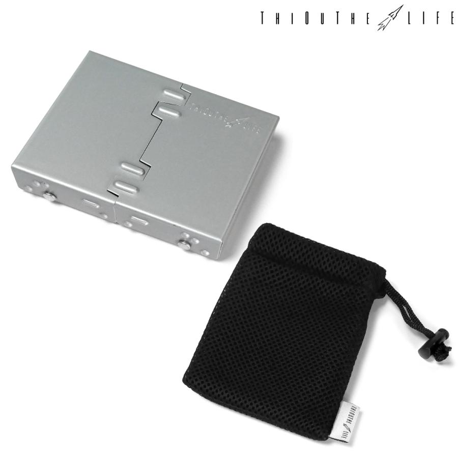 シアザライフ ポケットストーブ 五徳 固形燃料 コンロ スタンド 折りたたみ 軽量 ケース付 | 