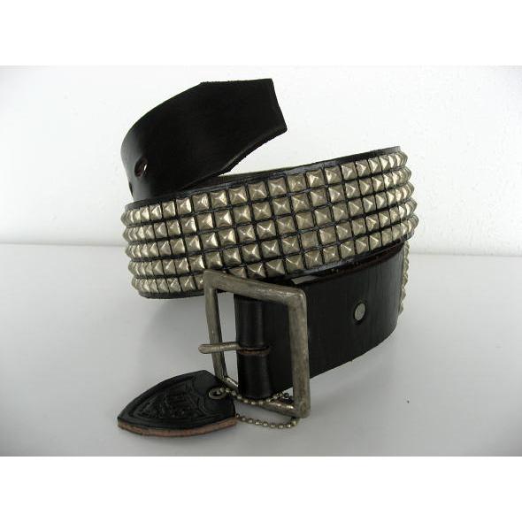 HTC (Hollywood Trading Company) #14 PYRAMID BELT BLACK×SILVER 5連ピラミッドスタッズベルト ブラック×シルバー | ハリウッドトレーディングカンパニー | 01