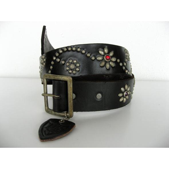 HTC (Hollywood Trading Company) #24 S BELT RUBY FLOWER BELT BLACK ルビーフラワーベルト ブラック | ハリウッドトレーディングカンパニー | 01