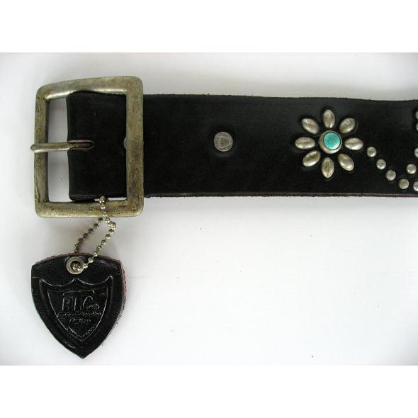 HTC (Hollywood Trading Company) TURQUOISE FLOWER BELT ターコイズフラワーベルト ブラックレザー | ハリウッドトレーディングカンパニー | 02