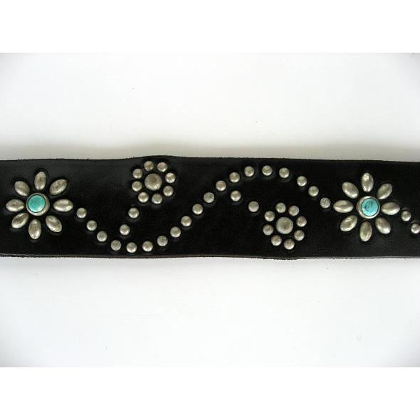 HTC (Hollywood Trading Company) TURQUOISE FLOWER BELT ターコイズフラワーベルト ブラックレザー | ハリウッドトレーディングカンパニー | 03