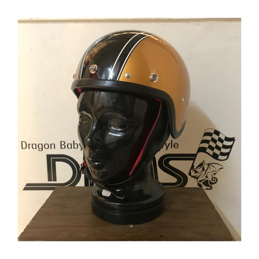 【DBMSオリジナル】STADIUM PROJECT 3 Type / ROCKET 3  GOLD×BLACK (バイザー用スナップボタン：あり) UK復刻ヘルメット｜dbms｜02