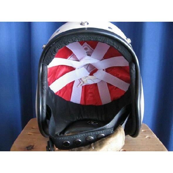 【DBMSオリジナル】ROCKET MASTER WHITE ロケットマスター ホワイト （内装：レッドサテン , バイザー用スナップボタン：あり） UK復刻ヘルメット |  | 04