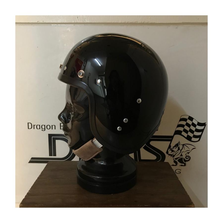 【DBMS オリジナル】ROCKET MASTER BLACK (内装：レッドサテン , バイザー用スナップボタン：あり) UK復刻ヘルメット |  | 02