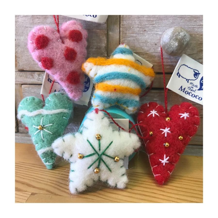 売り切れました!Mococo フェルトオーナメント・ハートスター