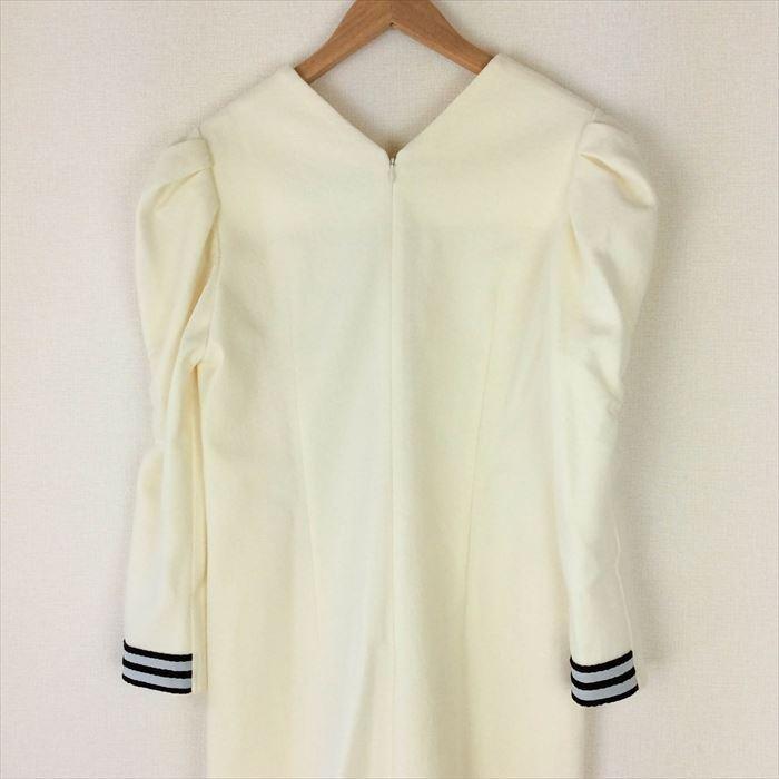 BORDERS at BALCOLONY パフスリーブワンピース 36 ボーダーズアットバルコニーアイボリー 長袖パフスリーブワンピース 36