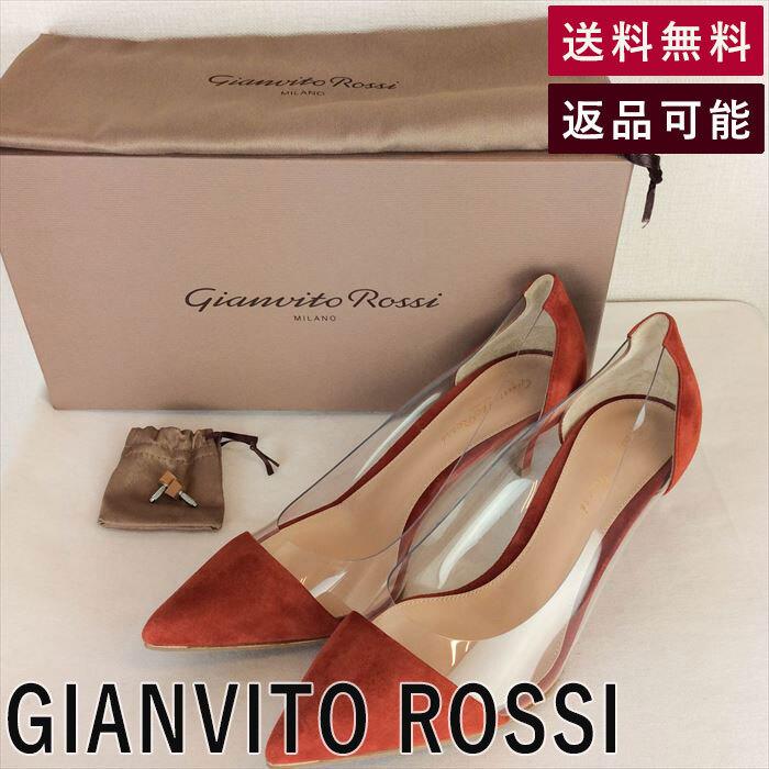 ジャンヴィトロッシ GIANVITO ROSSI パンプス レッド クリア素材 透明 