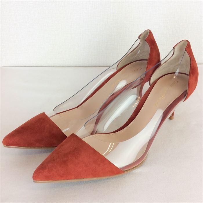 ジャンヴィトロッシ GIANVITO ROSSI パンプス レッド クリア素材 透明 
