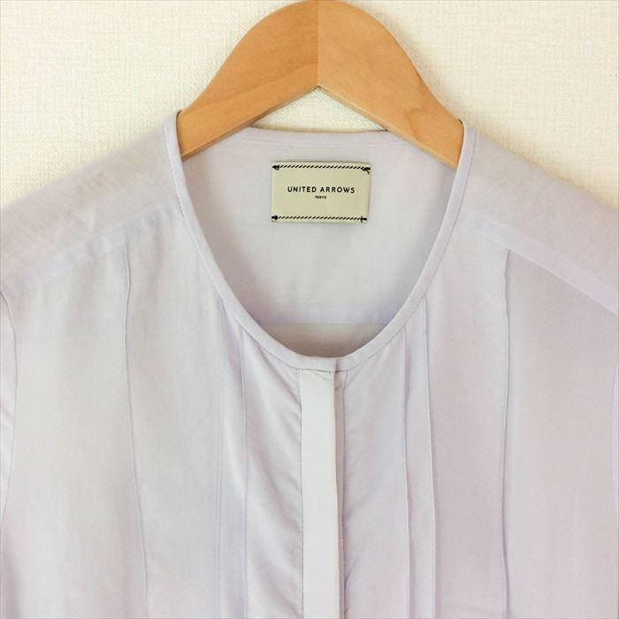 ユナイテッドアローズ UNITED ARROWS ブラウス 紫 シアー ノーカラー