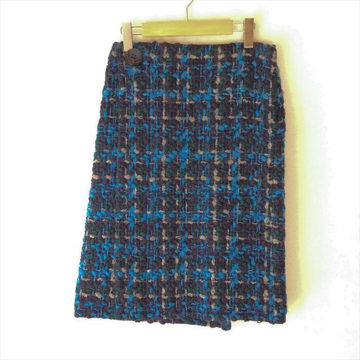 ドゥロワー Drawer スカート BLUEツィードスカート ネイビー 秋冬  