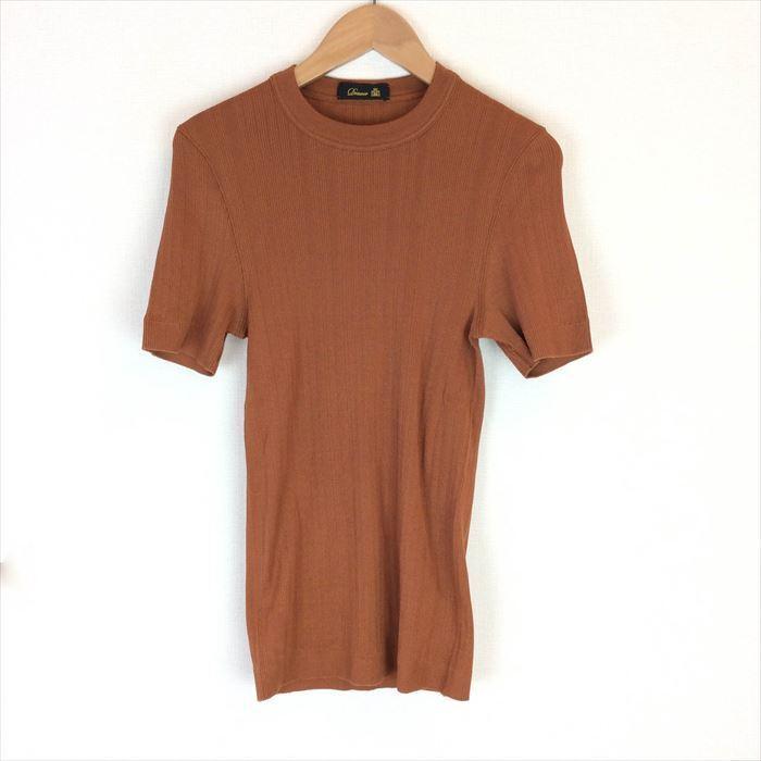 Drawer（ドゥロワー）☆天竺編みショートスリーブニット／Tシャツ／半袖ニット ドゥロワー Drawer ショートスリーブ コットン ブラウン ニット 半袖