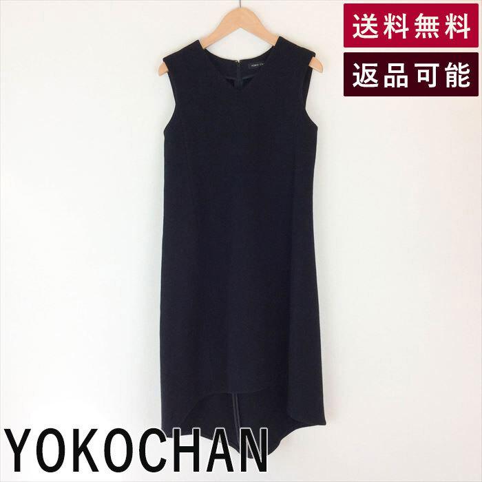 ヨーコチャン YOKO CHAN ノースリーブワンピース 後ろ長め ブラック 