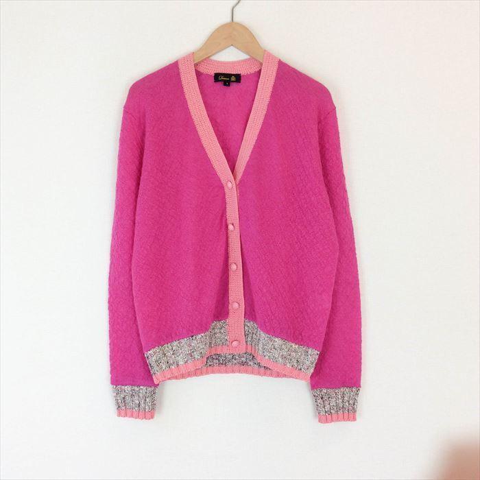 DRAWER 中古 ドゥロワー Drawer カーディガン ピンク 19SS 配色  