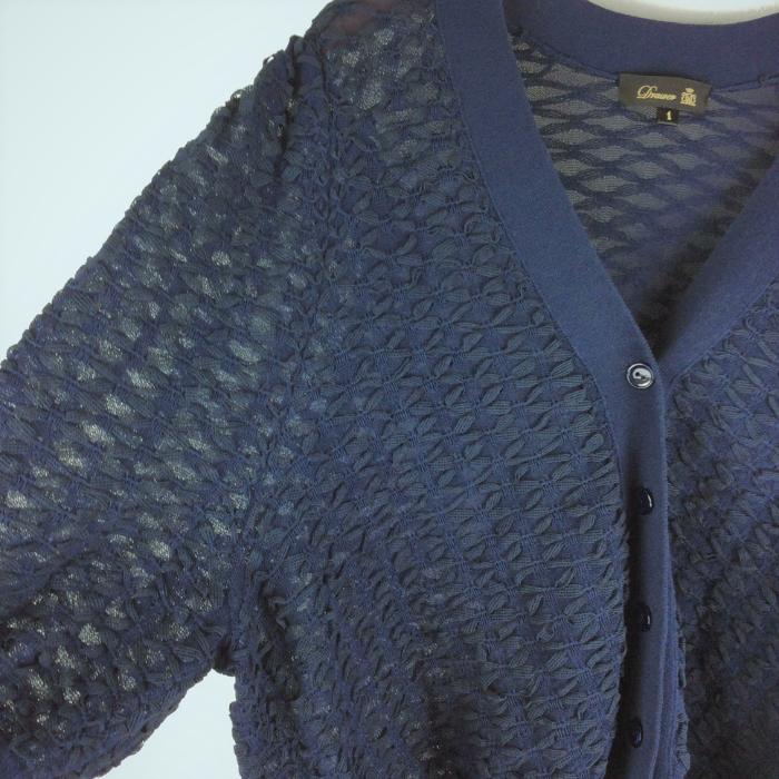 ドゥロワー Drawer 12GスレッドパターンVネックカーディガン シアー