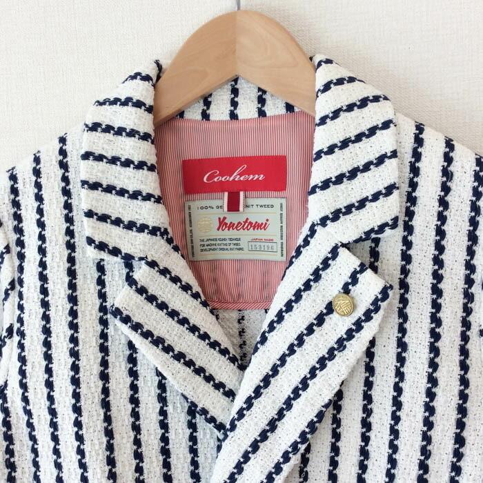 コーヘン COOHEM セットアップ ジャケット ツイード 白 ストライプ 10  
