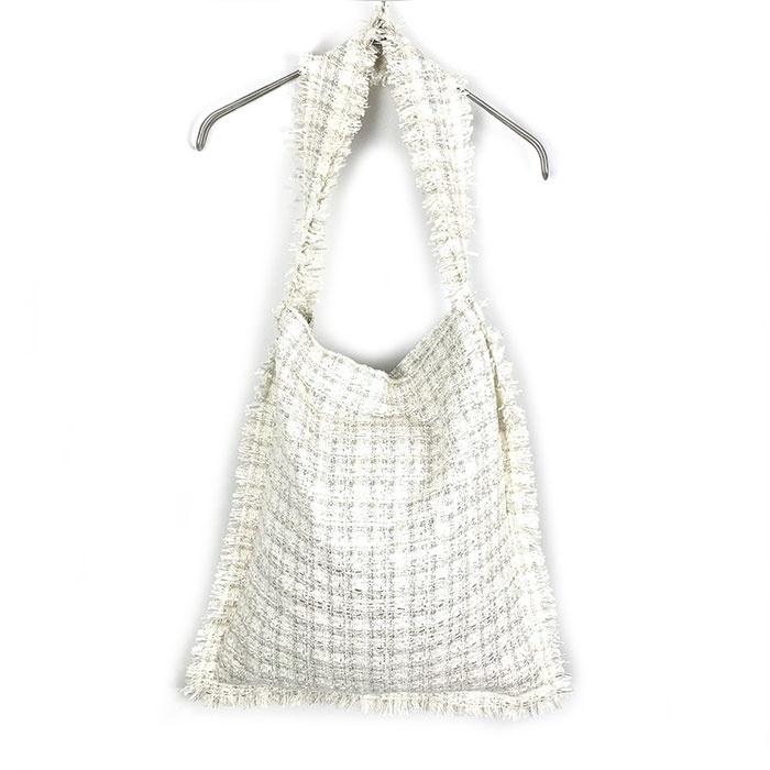 クードル COUDRE ツイードワンハンドル ショルダーバッグ フリンジ  