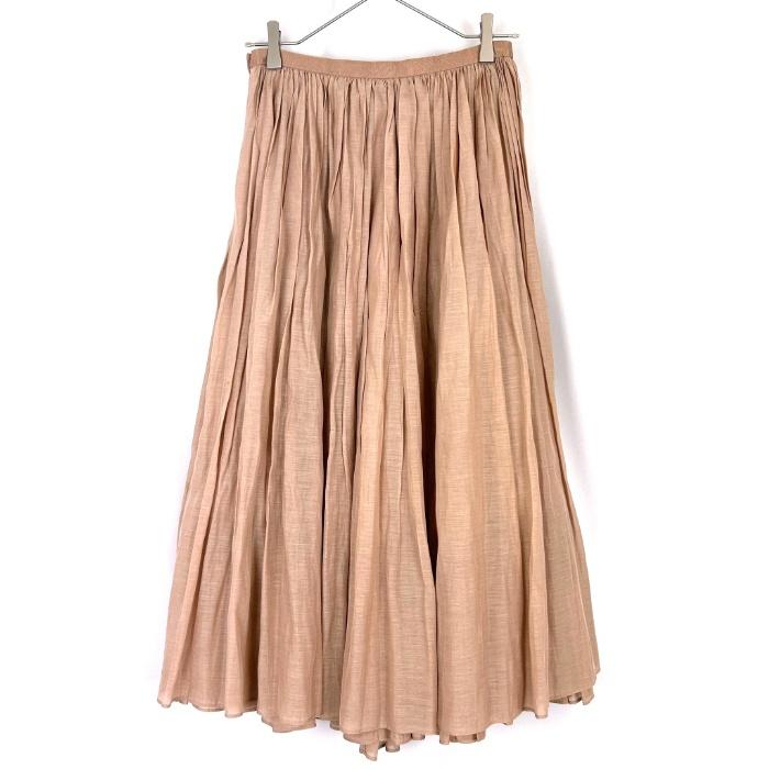 ドゥロワー Drawer シルクフレアスカート ティアード ドット柄 ブラウン