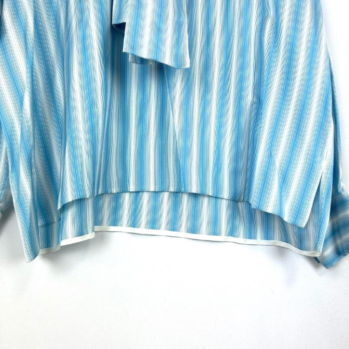 ブラミンク BLAMINK ブラウス ボウタイ ストライプ シルク 水色 白