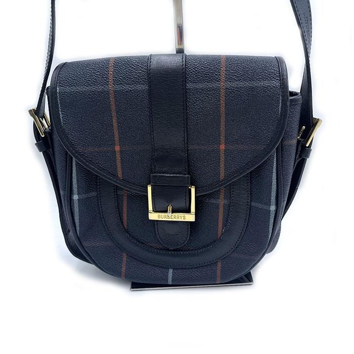 バーバリー Burberry ショルダーバッグ チェック レトロ Burberrys ネイビー 送料無料 h0216aq016441 中古 古着 ブランド古着DB｜dbshop2019｜02