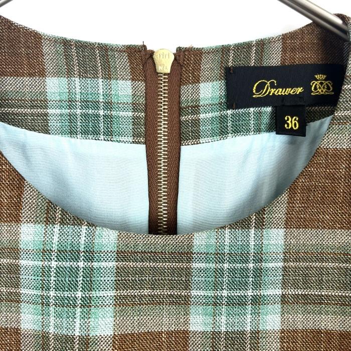 ドゥロワー Drawer チェックワンピース ロング ノースリーブ